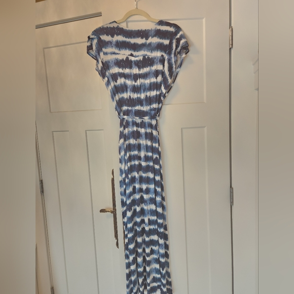 Monteau Los Angeles Tie Dye Midi Dress Sz M Wrap Tie High Low Bohemian Summer - Picture 3 of 6